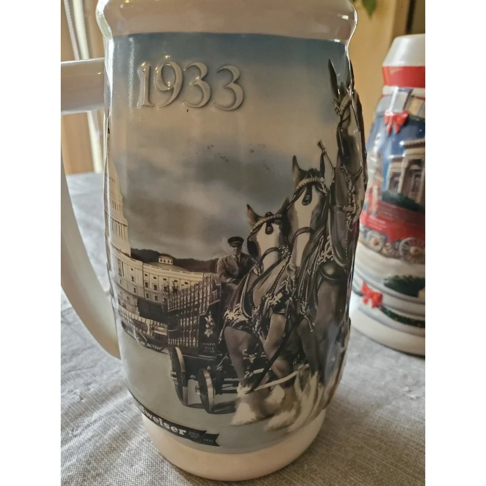 2001 & 2008 Anheuser Busch Budweiser Holiday Steins lot of 2 Washington DC Excel